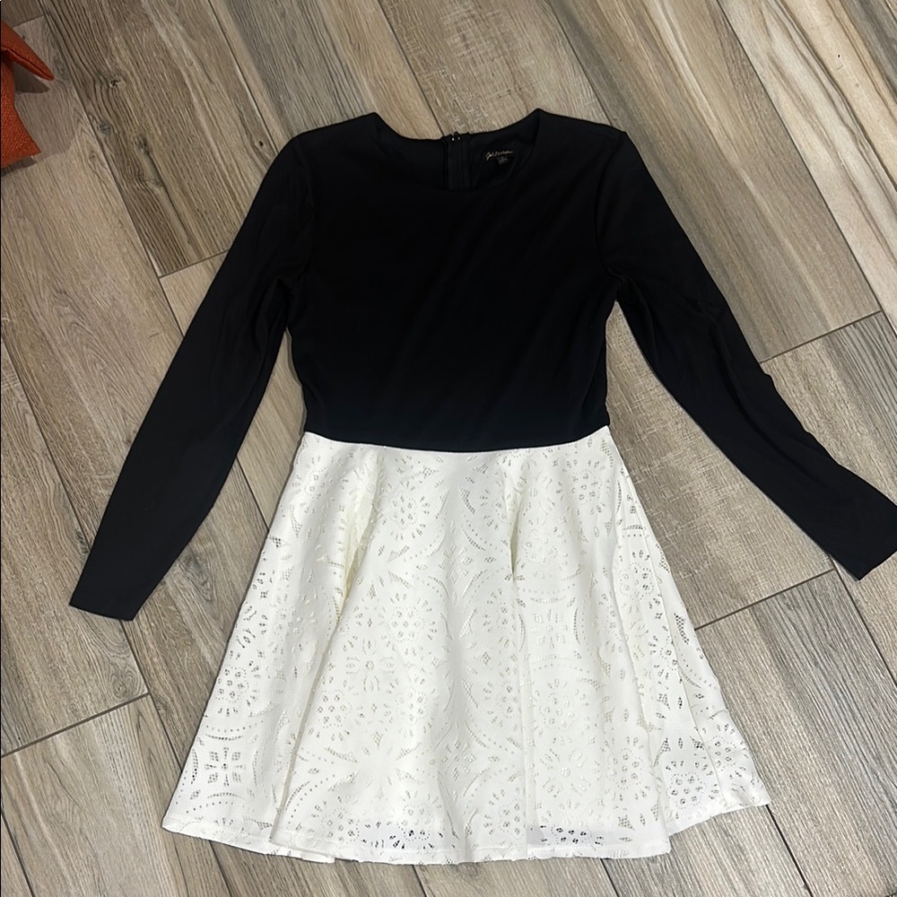 Elegant Black and White Lace Dress